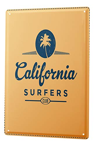 Blechschild Vintage Retro Metallschild Wandschild Blech Poster Retro California Surfer von LEotiE SINCE 2004