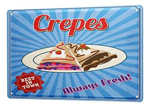Blechschild Vintage Retro Metallschild Wandschild Blech Poster Retro Crepes von LEotiE SINCE 2004