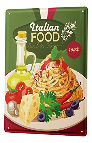 Blechschild Vintage Retro Metallschild Wandschild Blech Poster Retro Italienisches Essen von LEotiE SINCE 2004