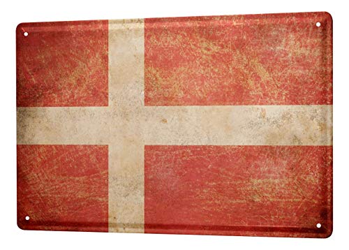Blechschild Vintage Retro Metallschild Wandschild Blech Poster Weltenbummler Dänemark von LEotiE SINCE 2004