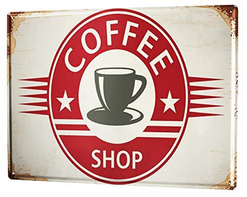Blechschild Wandschild 30x40 cm Vintage Retro Metallschild Kaffee Coffee Shop von LEotiE SINCE 2004