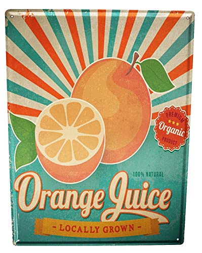 Blechschild Wandschild 30x40 cm Vintage Retro Metallschild Retro Limonade Küche Orangensaft von LEotiE SINCE 2004