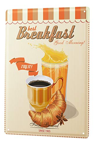 LEotiE SINCE 2004 Blechschild Vintage Retro Metallschild Wandschild Blech Poster Essen Restaurant Frühstück von LEotiE SINCE 2004