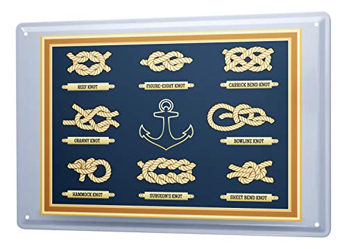LEotiE SINCE 2004 Blechschild Vintage Retro Metallschild Wandschild Blech Poster Maritim Knoten von LEotiE SINCE 2004