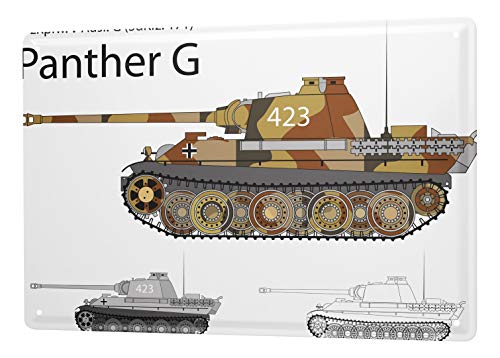 LEotiE SINCE 2004 Blechschild Vintage Retro Metallschild Wandschild Blech Poster Militär Panzer Panther G von LEotiE SINCE 2004