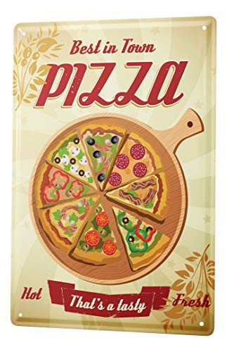 LEotiE SINCE 2004 Blechschild Vintage Retro Metallschild Wandschild Blech Poster Nostalgie Fun Pizza von LEotiE SINCE 2004