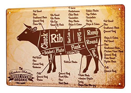 LEotiE SINCE 2004 Blechschild Vintage Retro Metallschild Wandschild Blech Poster Nostalgie Fun Rindfleisch von LEotiE SINCE 2004
