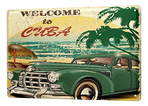 LEotiE SINCE 2004 Blechschild Vintage Retro Metallschild Wandschild Blech Poster Urlaub Reisebüro Kuba von LEotiE SINCE 2004
