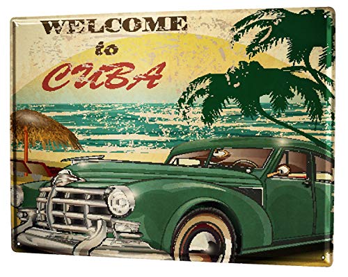 LEotiE SINCE 2004 Blechschild Wandschild 30x40 cm Vintage Retro Metallschild Abenteurer Kuba von LEotiE SINCE 2004