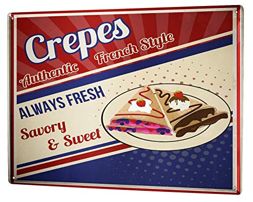 LEotiE SINCE 2004 Blechschild Wandschild 30x40 cm Vintage Retro Metallschild Essen Restaurant Crepes von LEotiE SINCE 2004