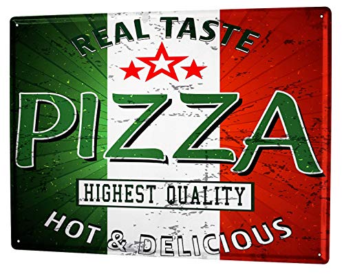 LEotiE SINCE 2004 Blechschild Wandschild 30x40 cm Vintage Retro Metallschild Essen Restaurant Pizza Geschmack von LEotiE SINCE 2004