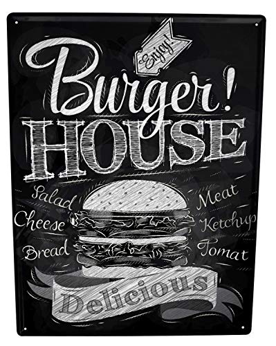 LEotiE SINCE 2004 Blechschild Wandschild 30x40 cm Vintage Retro Metallschild Küche Burger House von LEotiE SINCE 2004