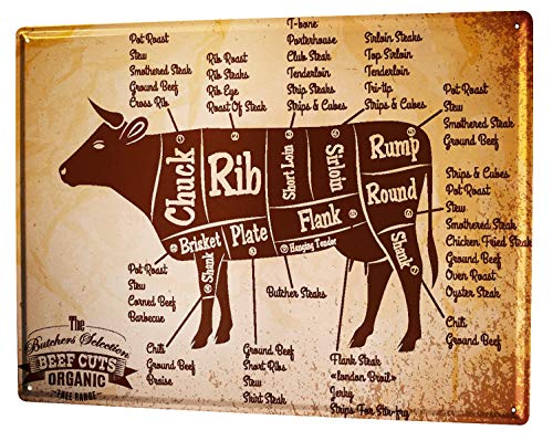 LEotiE SINCE 2004 Blechschild Wandschild 30x40 cm Vintage Retro Metallschild Nostalgie Fun Rindfleisch von LEotiE SINCE 2004