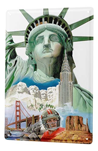 LEotiE SINCE 2004 Blechschild Welt Reise USA Freiheitsstatue Mount Rushmore Wand Deko Schild 20x30 cm Vintage Retro Wanddekoration von LEotiE SINCE 2004