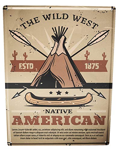 LEotiE SINCE 2004 Blechschild XXL Western Cowboy Indianer Ureinwohner Amerika von LEotiE SINCE 2004