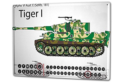 Wandkalender 2019 Jahreskalender Dauerkalender 2020 Kalender 2021 Terminplaner Fotokalender Militär Panzer Tiger I Metall Magnet von LEotiE SINCE 2004