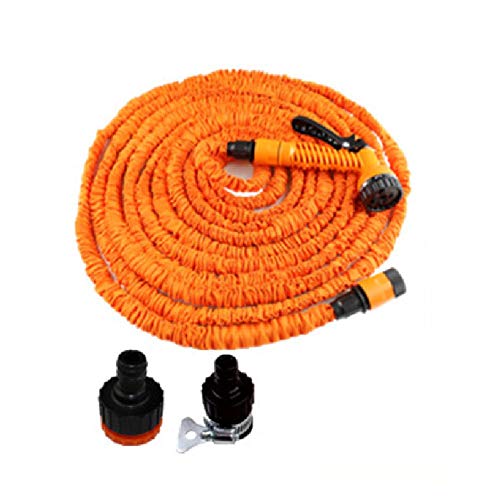 LF-jingjiemei Schlauch Garten Teleskop-Gartenbewässerungsschlauch aus Latex, Gartenschlauch 7-Modus-Funktionen, Gartenschlauch, flexibel, leicht, ohne Knick-Schnellverschluss@7,5 Meter_Orange von LF-jingjiemei