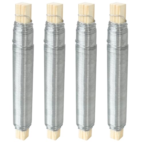4Stk Basteldraht Silber Wickeldraht Bindedraht Rostfrei Verzinkt,Wickeldraht Lose auf Holzwickel,Stärke 0,7mm Je 30m100g Als für Binden von Adventskranz von Blumen und Pflanzen Basteldraht(Silber ) von LFBEST