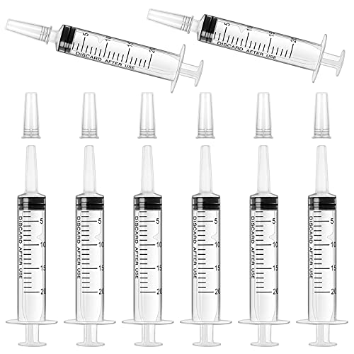 8 Stück 20ml Spritze mit Deckel,Kunststoffspritze sterile Verpackung mit Messung für wissenschaftliche Labore,Dispensieren,Messen von Flüssigkeiten,Tierfütterung,Pflanzenbewässerung von LFBEST