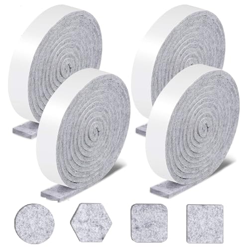 LFBEST Filzgleiter Selbstklebend, 4 Rollen Filz Selbstklebend Möbelgleiter 4mm Dick Selbstklebende Filzgleiter, Stark Klebendes Gleitmatten Band für Stuhlbein, Schaukelstuh, Bodenschutz.(Grau) von LFBEST