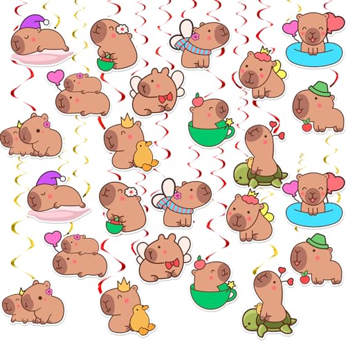 24 Pcs Capybara Hängende Wirbel Capybara Decke Wirbel Dekorationen Capybara Geburtstag Party Zubehör für Capybara Geburtstag Baby Dusche Dekorationen Capybara Party Dekorationen von LFCFDX