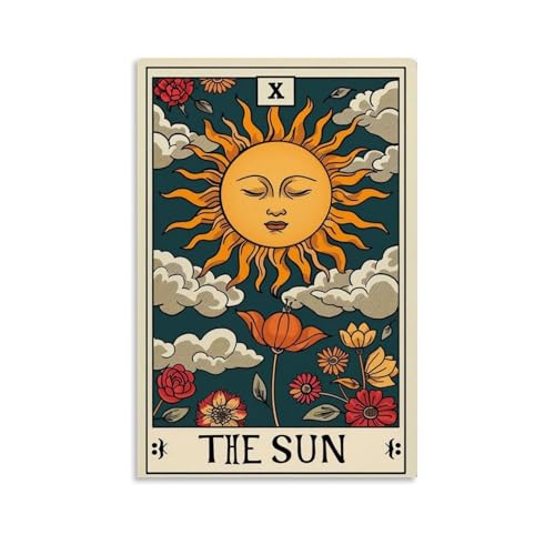 Tarotkarten-Wandkunst, Motiv: Sonne, Poster sind geeignet für Schlafzimmer, Esszimmer und Wohnzimmer, schönes Kunstwerk ist ein tolles Geschenk für Freunde, ungerahmt, 20 x 30 cm Tarotkarten-Wandkunst, Motiv: Sonne, Poster sind geeignet für Schlafzimmer, Esszimmer und Wohnzimmer, schönes Kunstwerk ist ein tolles Geschenk für Freunde, ungerahmt, 20 x 30 cm von LFFHUU