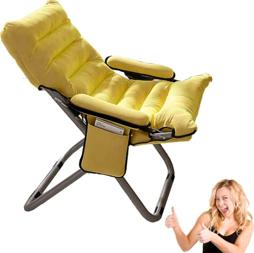 LFHWHKJ Klappbarer Schaukelstuhl for Camping, übergroße Gartenstühle, tragbarer Computerstuhl, Freestyle-Lazy-Sofa-Liegestuhl, DREI Höhenstufen, leicht for drinnen und draußen, trägt 180 kg(Yellow) von LFHWHKJ
