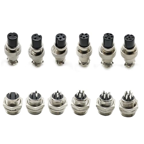 1 Teile/satz 7/16 "GX12 2 3 4 5 6 7 Pin Männlich Weiblich 12mm M12 Draht Panel Rund Luftfahrt stecker Buchse Stecker Draht Panel Stecker(6 Pin) von LFJQFQR