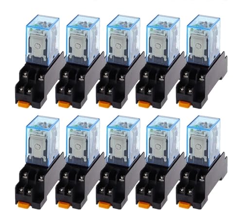 10 Satz 12 V 24 V DC 110 V 220 V 380 V AC Spulenleistungsrelais LY2NJ DPDT 8 Pin HH62P JQX-13F mit Sockelsockel(DC 12V) von LFJQFQR