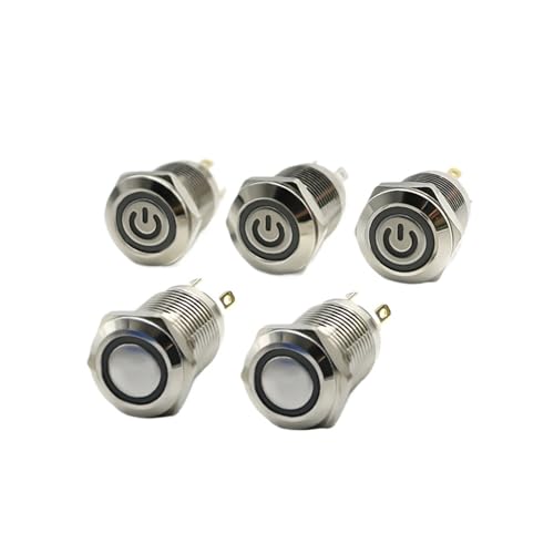 12mm LED Metall Taste Schalter Momentary Power Schalter 5V/12V/24V 1 stücke(Bule Led,MOMENTARY_POWER_12-24V) von LFJQFQR