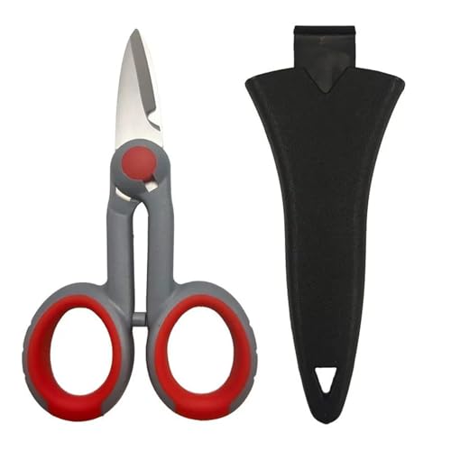1PCS Scissors Household Shears Tools Electrician Scissors Stripping Wire Cut Tools for Fabrics, Paper and Cable(GJ174-GR Cover) von LFJQFQR