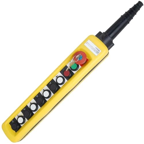 2/4/6/8 Drucktasten Doppelgeschwindigkeits-/Einzelgeschwindigkeits-Hängekran-Steuerstationen mit Not-Aus for Schaltkreise XAC-A271(Yellow,Double Speed 1pcs) von LFJQFQR