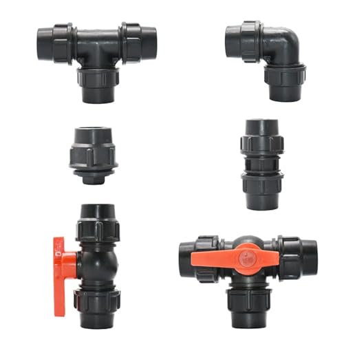 20/25/32/40/50mm PVC PE Rohr Anschluss Wasserhahn Wasser Splitter Kunststoff Kugel Ventil joint Garten Landwirtschaft Wasser Rohr Armaturen(Tee,32mm) von LFJQFQR