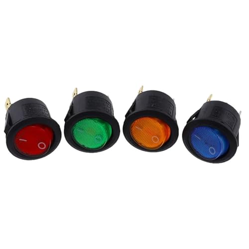 4 Stücke KCD1 5 V-12 V/220 v EIN/AUS Runde Wippschalter LED beleuchtet Auto Armaturenbrett-schlag Boot Van Mit licht(4Pcs Red,5-12V) von LFJQFQR