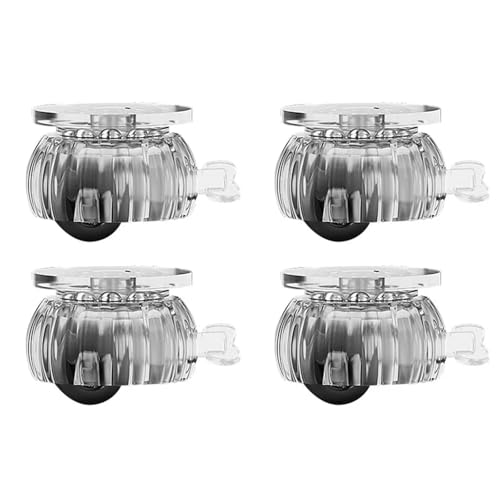 4PCs mit Bremskleber Universal-Radrollen Edelstahlperlen 360 ° Rotationstyp Möbelrollen Roller(Transparent Black) von LFJQFQR
