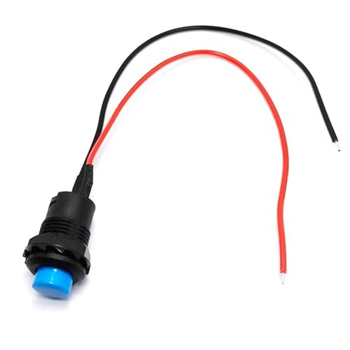 5/20/100PCS 12MM Runde Taste Schalter Mit Kabel 20CM Selbst-Locking DS-428/427 selbst-Zurücksetzen Push Button Schalter(Blue,SELF RESET_100PCS) von LFJQFQR