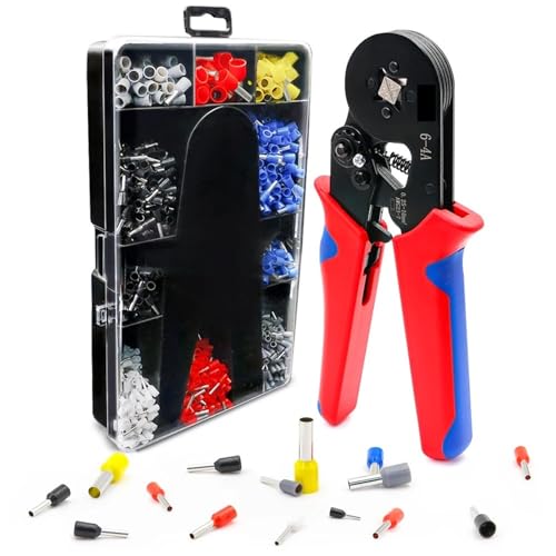 6-4A 23-7 Selbsteinstellende 1200 Stücke Schnur Ende Schnürsenkel Aderendhülsen Terminals Kit Kabel Draht Crimper Crimpen Werkzeug Zange set(6-4A) von LFJQFQR