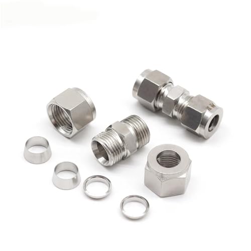 Doppelfalle Metallrohrverbinder aus Schneidhülse Typ 304 Edelstahl AD 3 4 6 810mm1/8 "1/4" 3/8 "1/2"(8mm) von LFJQFQR