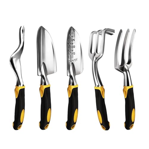 Gartenwerkzeug Handkelle Harke Grubber Weeder Werkzeuge mit ergonomischem Griff Garten Rasen Ackerland Transplantation Gartenarbeit Bonsai Werkzeug(5 pcs) von LFJQFQR
