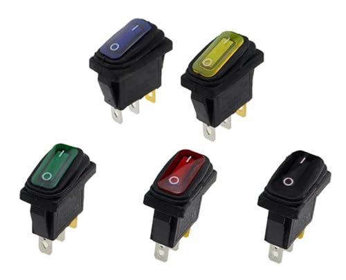 KCD3 1 Stück 5 Stück 3 Pin 12 V 220 V LED-Licht 20 A Ein/Aus rechteckiger langer Wippschalter wasserdicht IP67 Auto-Armaturenbrett Schiffstyp(Yellow,12V_1PCS) von LFJQFQR
