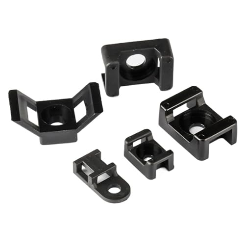 Kabelbinderhalterungen Sitz Festsitz Drahtbügel Satteltyp Kunststoffhalter Weiß Schwarz HC-2 HC-4 Datenleitungswickler 50/100 STÜCK(HC-1-3 100Pcs,Black) von LFJQFQR