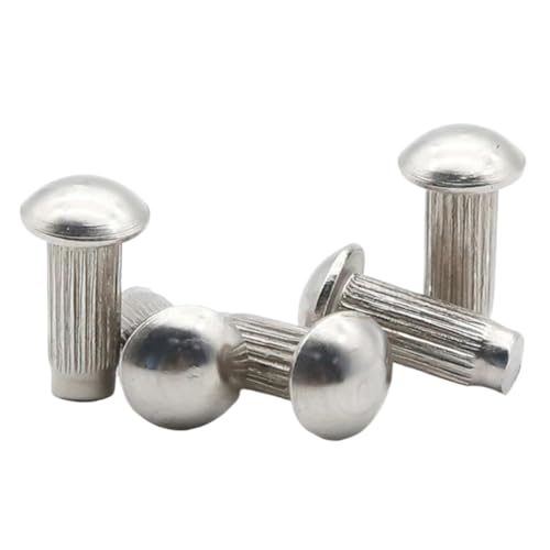 M2 M2.5 M3 M4 Aluminiumknopf Rundkopf Rändelschaft Vollniete Durchmesser 2-4mm Länge 3-10mm GB827 100 Stück(M4,6mm) von LFJQFQR