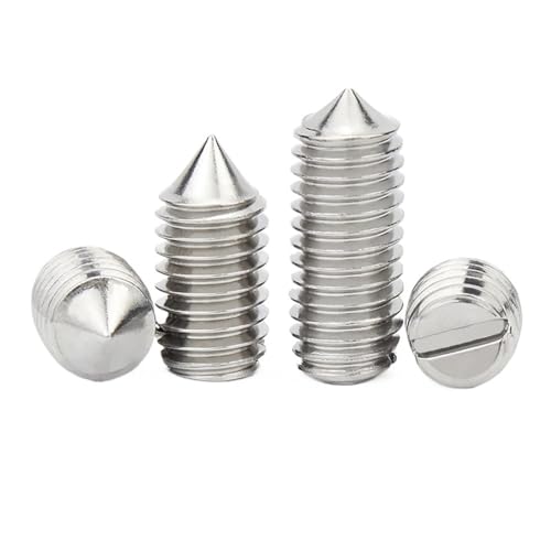 M2 M2.5 M3 M4 M5 M6 M8 M10 GB71 304 Edelstahl Schlitzkopf konisches Ende Madenschraube ohne Kopf DIN553 5/10 Stück(6mm,10pcs M4) von LFJQFQR