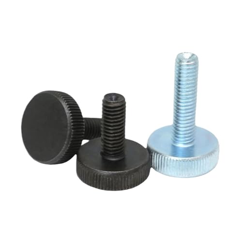 M3 M4 M5 M6 M8 M10 GB835 Rändelschraube mit flachem Kopf, handfest, Rändelschraube DIN653, 1/10 Stück(Black plated,2pcs M8x30) von LFJQFQR