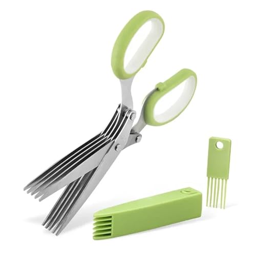 Multifunktionale 5 Schichten Edelstahlmesser Küchenschere Scallion Cutter Kräuter Laver Gewürze Koch geschnittene Shredder Slicers(Only Small 5-layer) von LFJQFQR