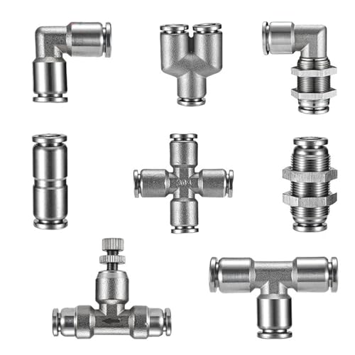 Pneumatische Schlauchverschraubung aus Edelstahl 304, 14/16 mm, hochwertiges Metall, Schnellverschluss, Hochdruck-Temperaturverschraubung, Rohrverbinder(PLM,8MM) von LFJQFQR