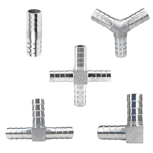 Schlauch 304 Edelstahl Schlauchanschlussstück 6mm-12mm T-Typ Y-Typ Rohrverschraubung Pagoden-Anschlussstück(Straight,32mm) von LFJQFQR