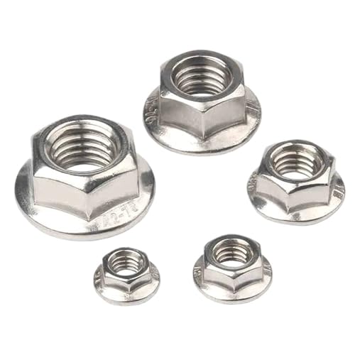 Sechskant-Flanschmuttern M3 M4 M5 M6 M8 M10 M12 M16 M20 304 Edelstahl Zackierung automatische Sicherungsmutter DIN6923 gezahnter Spinlock (M20 x 1 Stück) von LFJQFQR