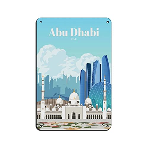 Blechschild "Travel The World City Visiting Abu Dhabi UAE", Vintage, Metall, für Kneipen, Clubs, Cafés, Bars, Zuhause, Wandkunst, Dekoration, Poster, Retro, 20 x 30 cm von LFJT