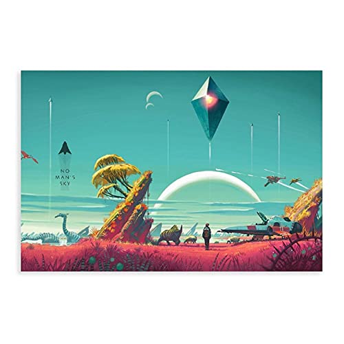 LFJT No Man's Sky Spiel Leinwand Poster Schlafzimmer Dekor Sport Landschaft Büro Zimmer Dekor Geschenk Rahmen: 50 x 75 cm von LFJT